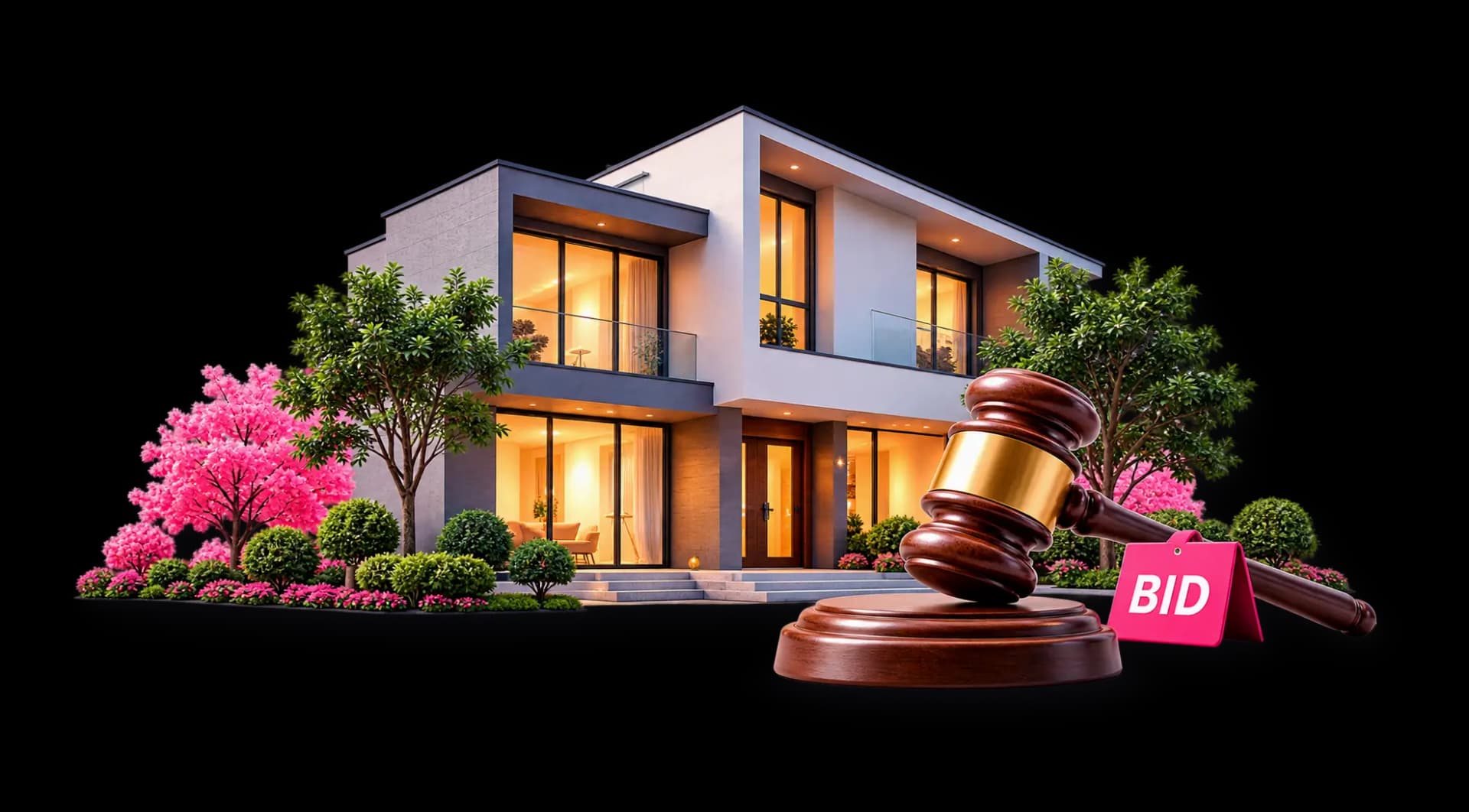 Luxury home and auction gavel